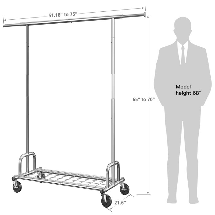 Rebrilliant Mardelle 460 LBS Clothes Hanging Rack Metal Clothes Rack Heavy Duty Garment Rack